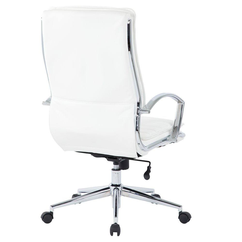 High Back Manager's Faux Leather Chair with Chrome Base, Removable Arm Sleeves. Picture 5