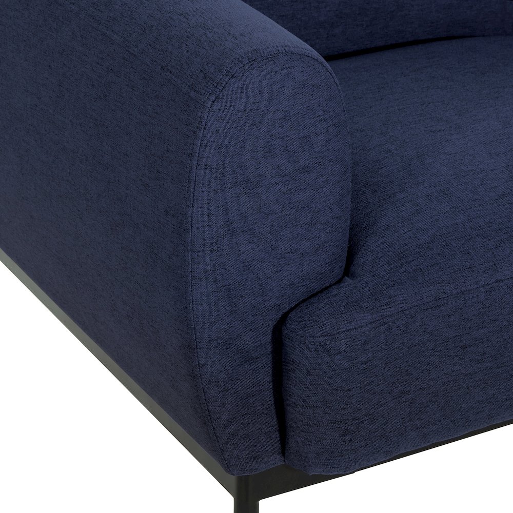 Delta Armchair in Navy Fabric with Black Metal Legs. Picture 10