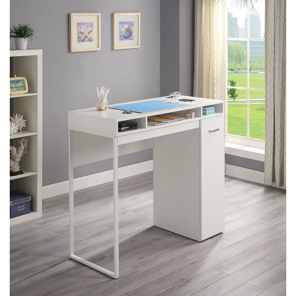 Ravel 47"W Desk with Storage in White Finish KD, RV9848-WH. Picture 4