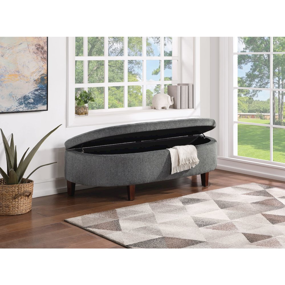 Jaycee 60" Storage Bench in Charcoal Fabric. Picture 8