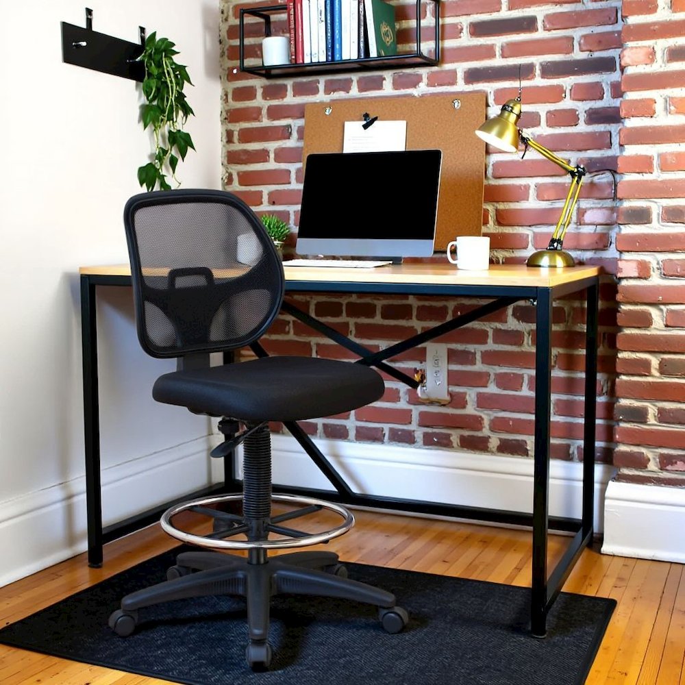 Black Drafting Chair – Tall Office Chair With 20-Inch Foot Rest. Picture 2