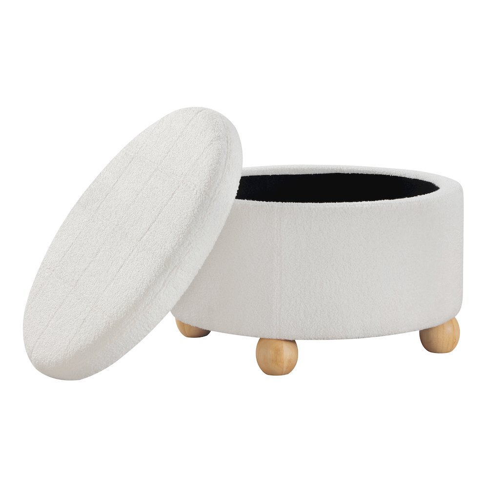 Baynes Storage Ottoman in Ivory Sherpa Fabric. Picture 3