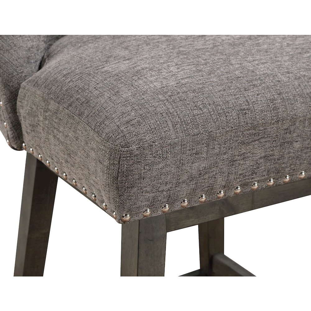 Granville 26" Swivel Counter Stool with Grey Legs in Charcoal Fabric. Picture 6