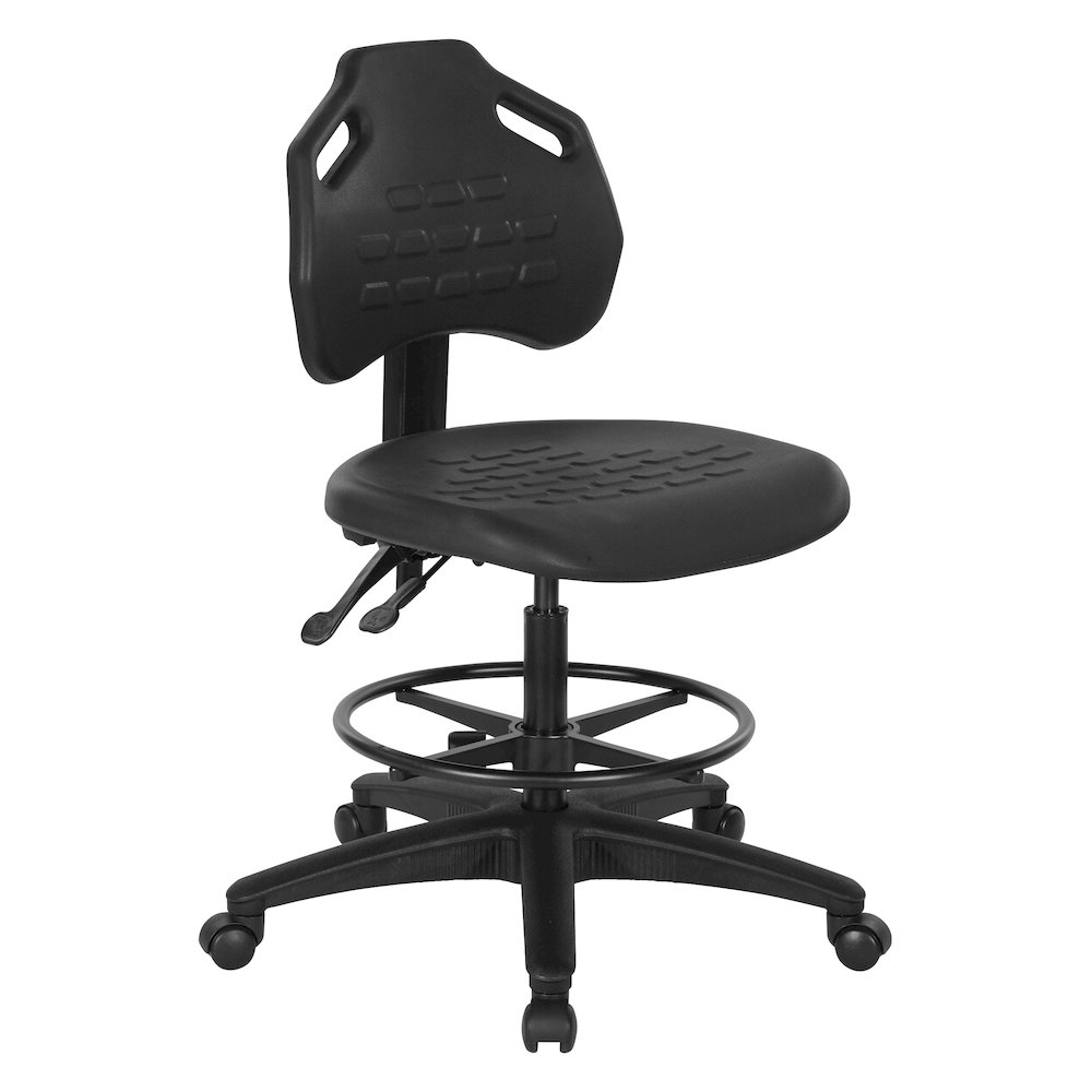 Black Self Skinned Urethane Intermediate Drafting Chair With Adjustable Black. Picture 1