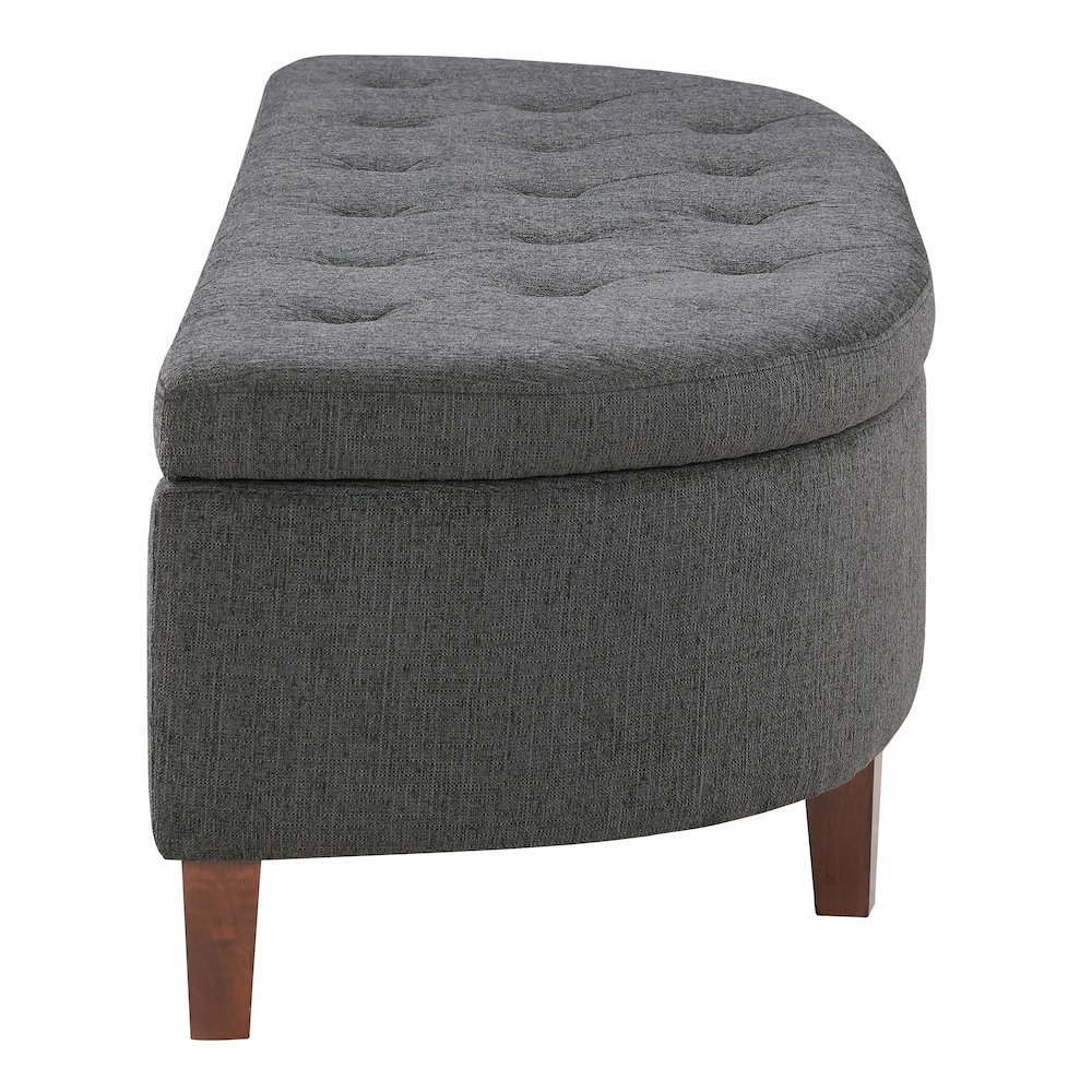 Jaycee 60" Storage Bench in Charcoal Fabric. Picture 3