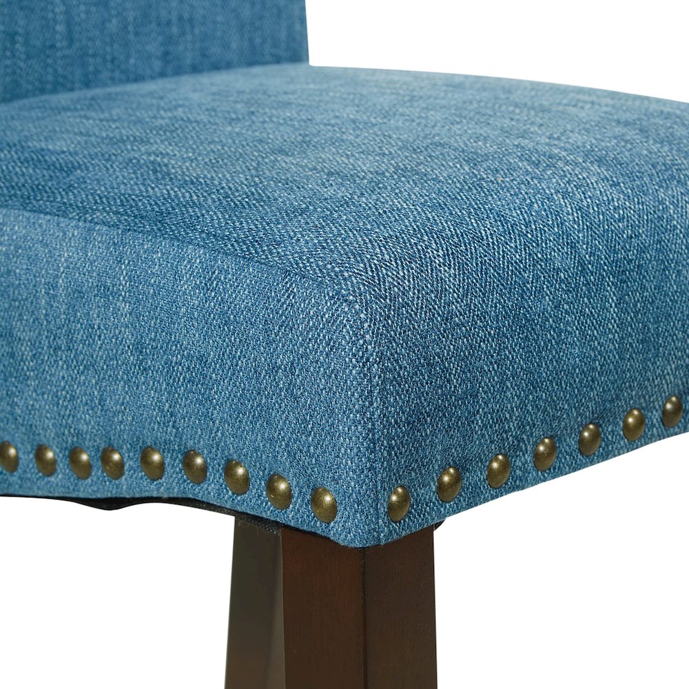 Parsons Chair with Antique Bronze Nail Heads in Navy Fabric. Picture 6