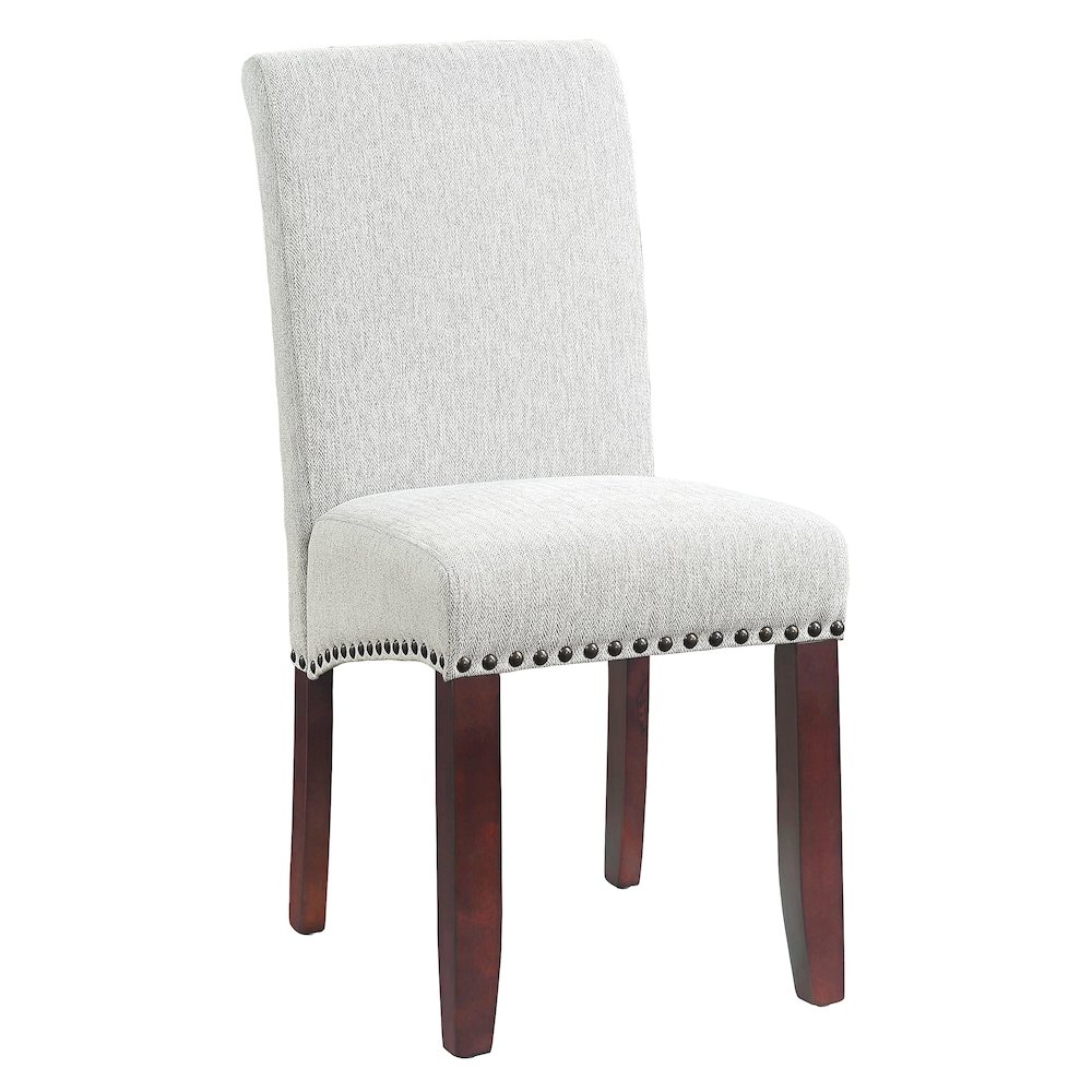 Parsons Chair with Antique Bronze Nail Heads in Smoke Fabric. Picture 1
