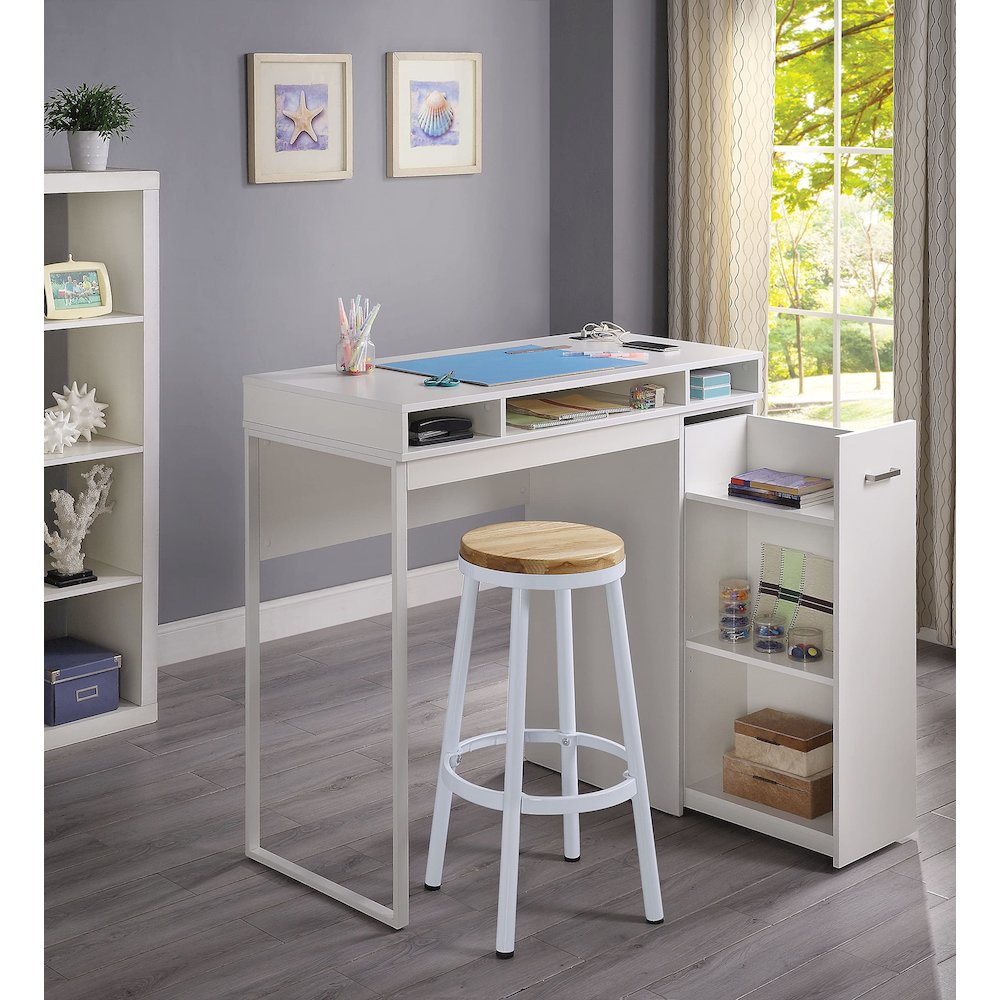 Ravel 47"W Desk with Storage in White Finish KD, RV9848-WH. Picture 7