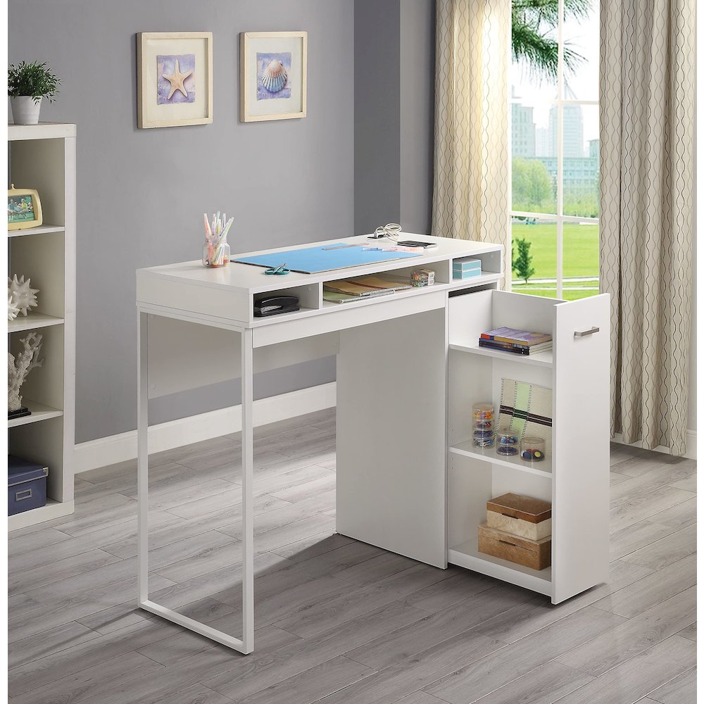 Ravel 47"W Desk with Storage in White Finish KD, RV9848-WH. Picture 2