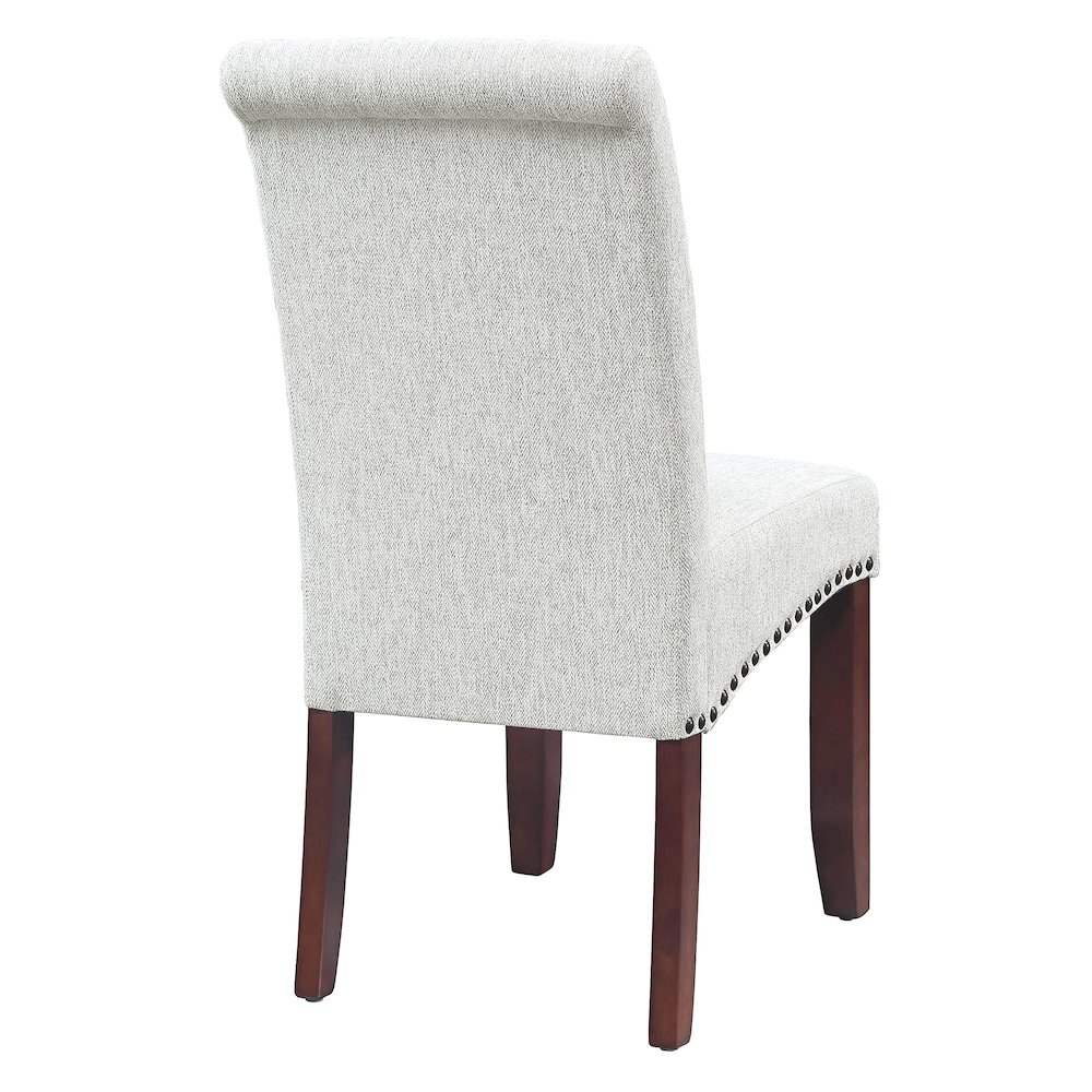 Parsons Chair with Antique Bronze Nail Heads in Smoke Fabric. Picture 3