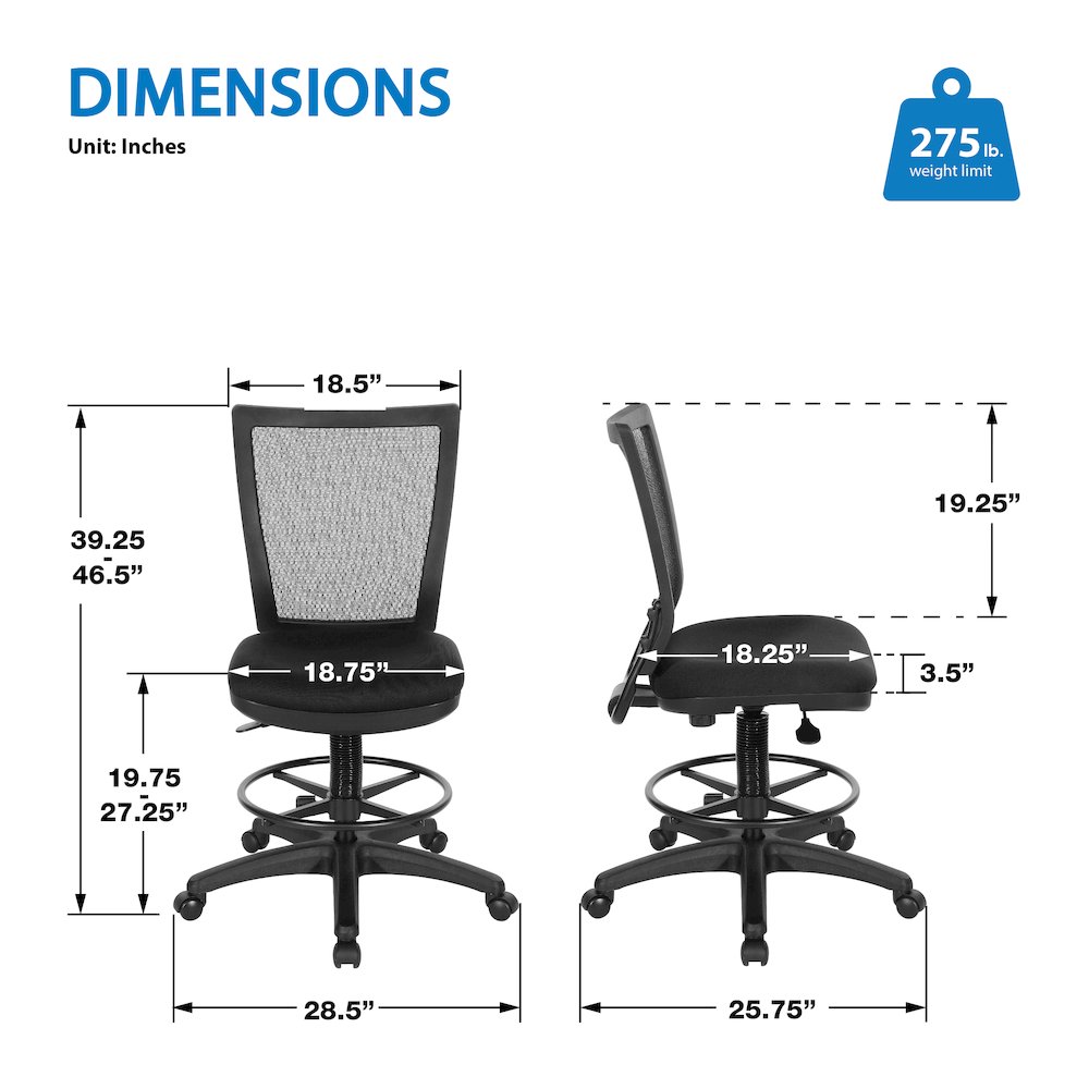 Soft PU Padded Back Frame with Breathable ProGrid Mesh Back Drafting Chair. Picture 2