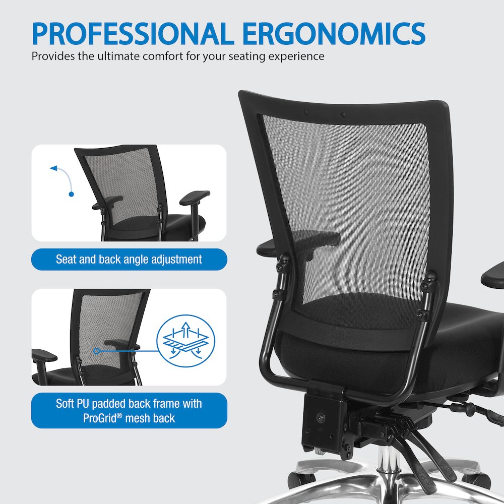 Task Chair Mesh Back in Coal Freeflex Fabric Seat Multi Function Mechanism. Picture 9