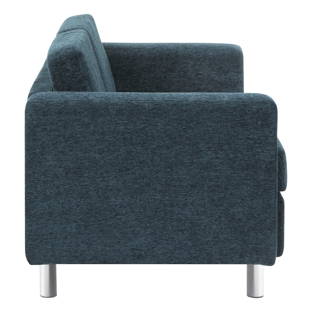 Pacific Loveseat in Navy Fabric with Chrome Legs. Picture 5