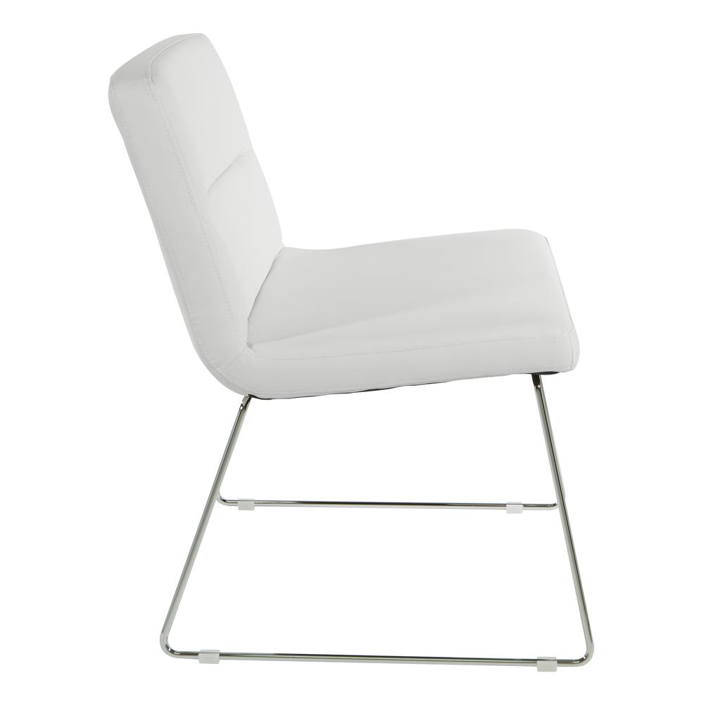 Thompson Chair in White Faux Leather with Chrome Sled Base, THP-U11. Picture 3