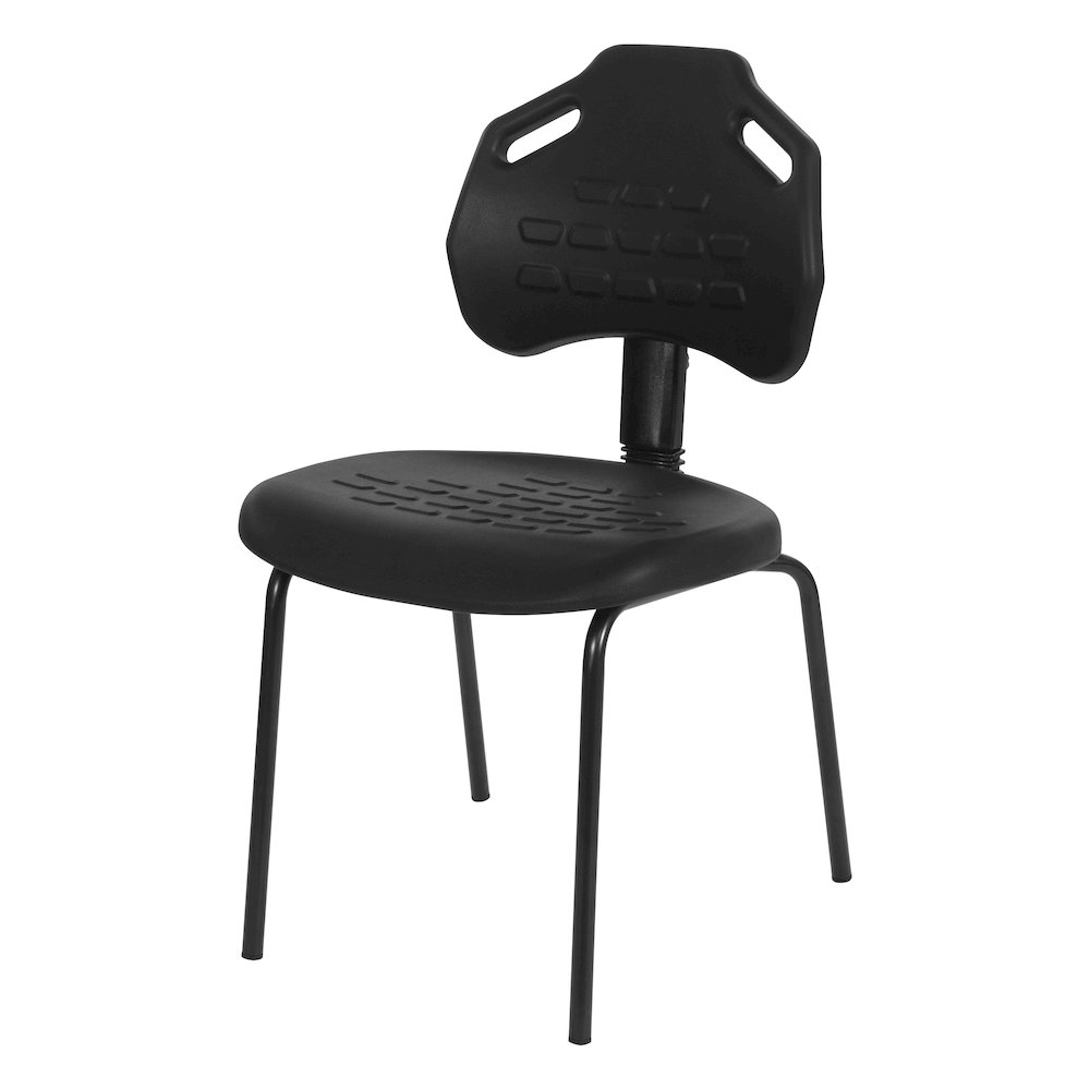 Black Self Skinned Urethane Armless Guest Chair in Black Finish Frame. Picture 2
