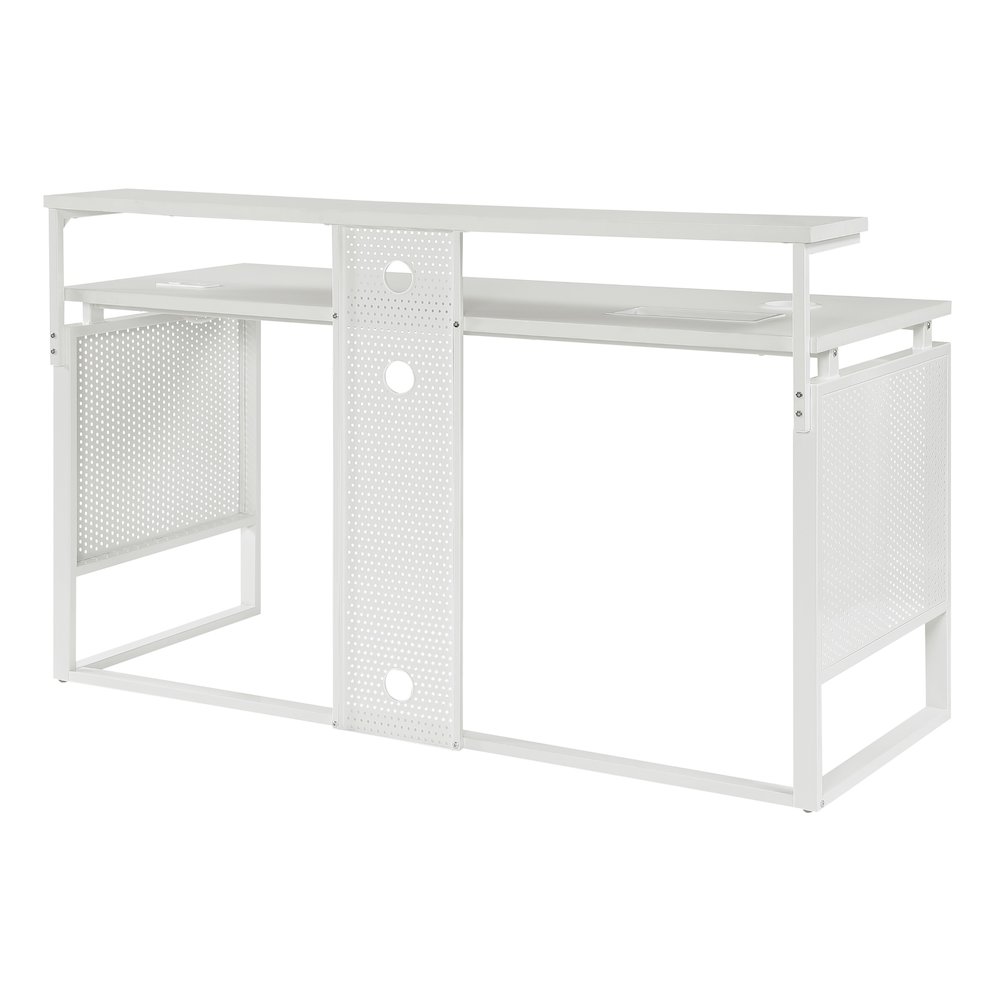 Ace 60" Desk with Hutch in White Top and White Frame. Picture 4