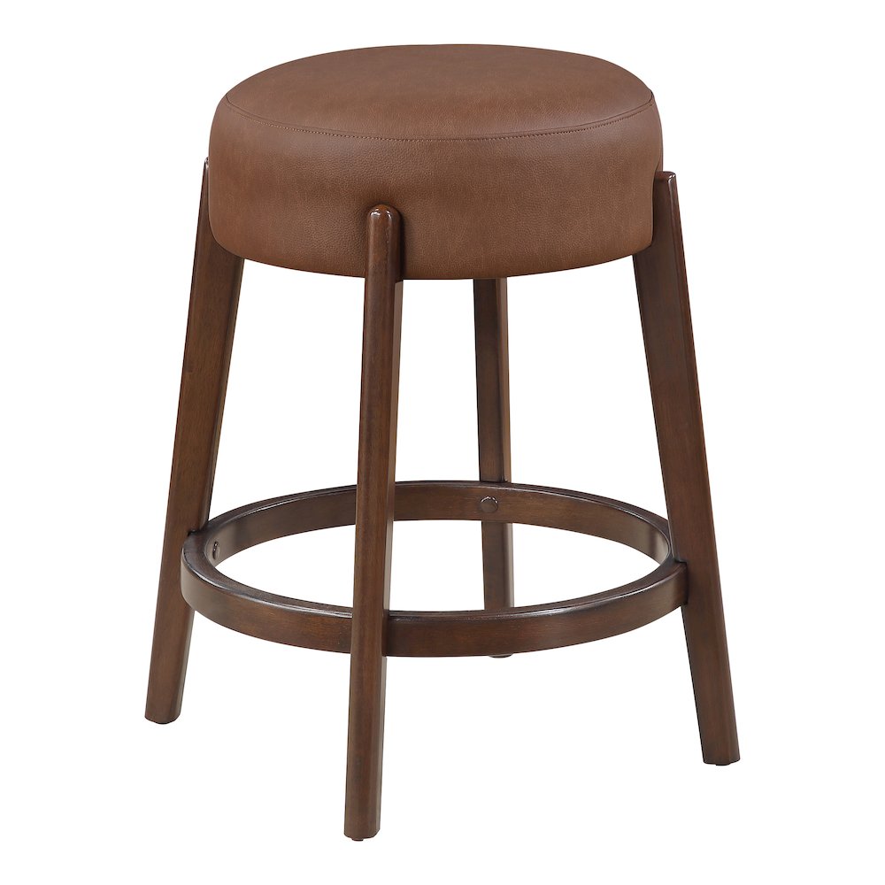 Wesley 26" Counter Stool in Saddle Brown Faux Leather. Picture 1