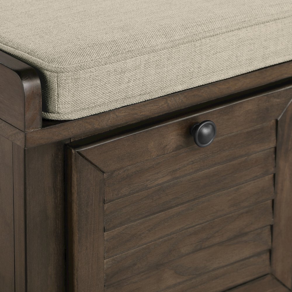 Dover Storage Bench in Dark Finish with Beige Cushion. Picture 10