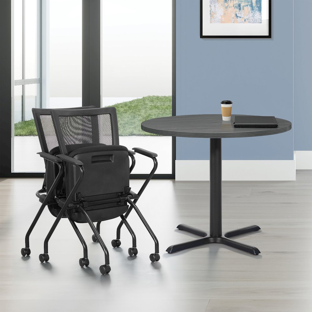 PU Padded Back Soft-Flex Frame with Breathable Progrid Mesh Back Folding Chair. Picture 9