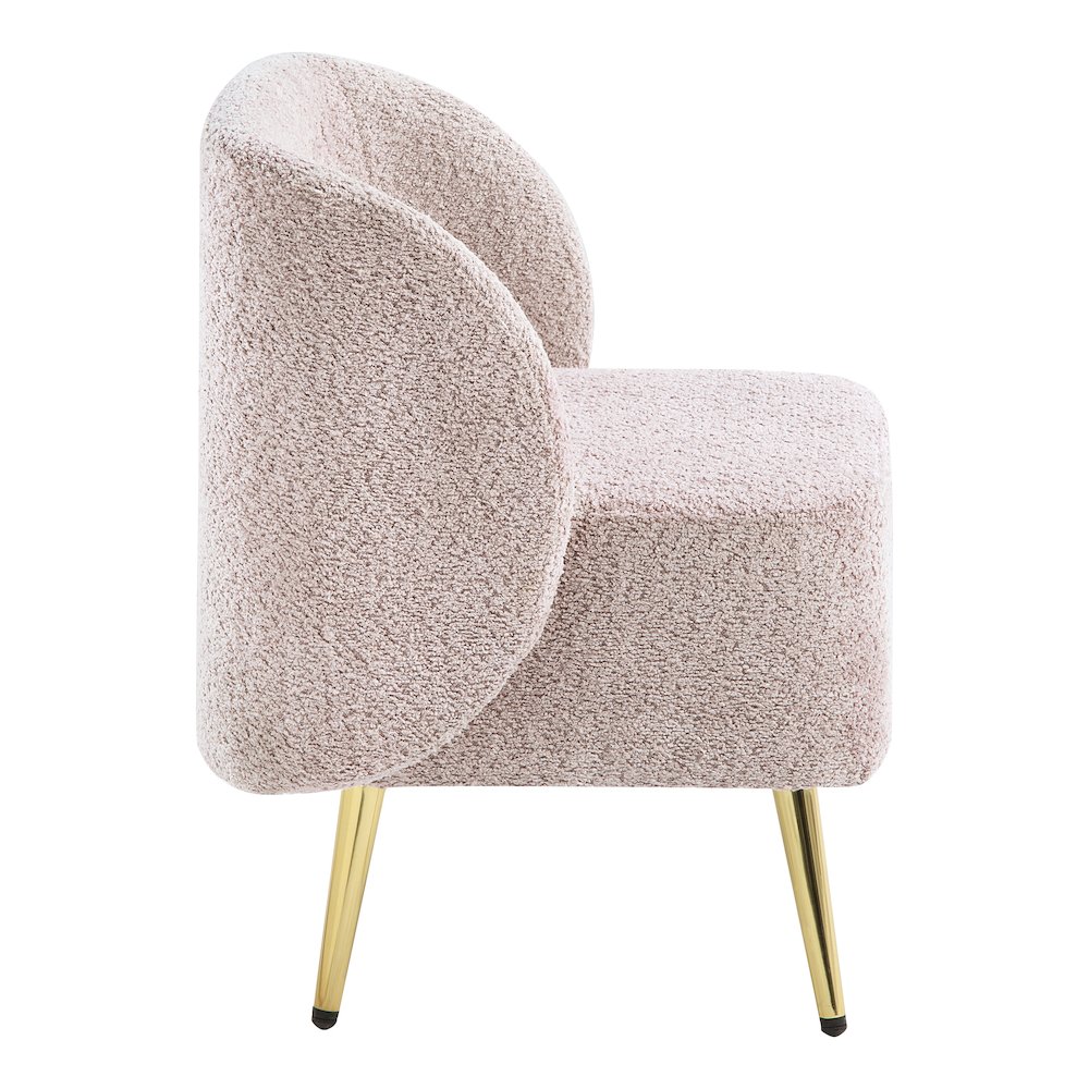 Abrina Vanity Chair in Dusty Rose Fabric with Gold Legs. Picture 3