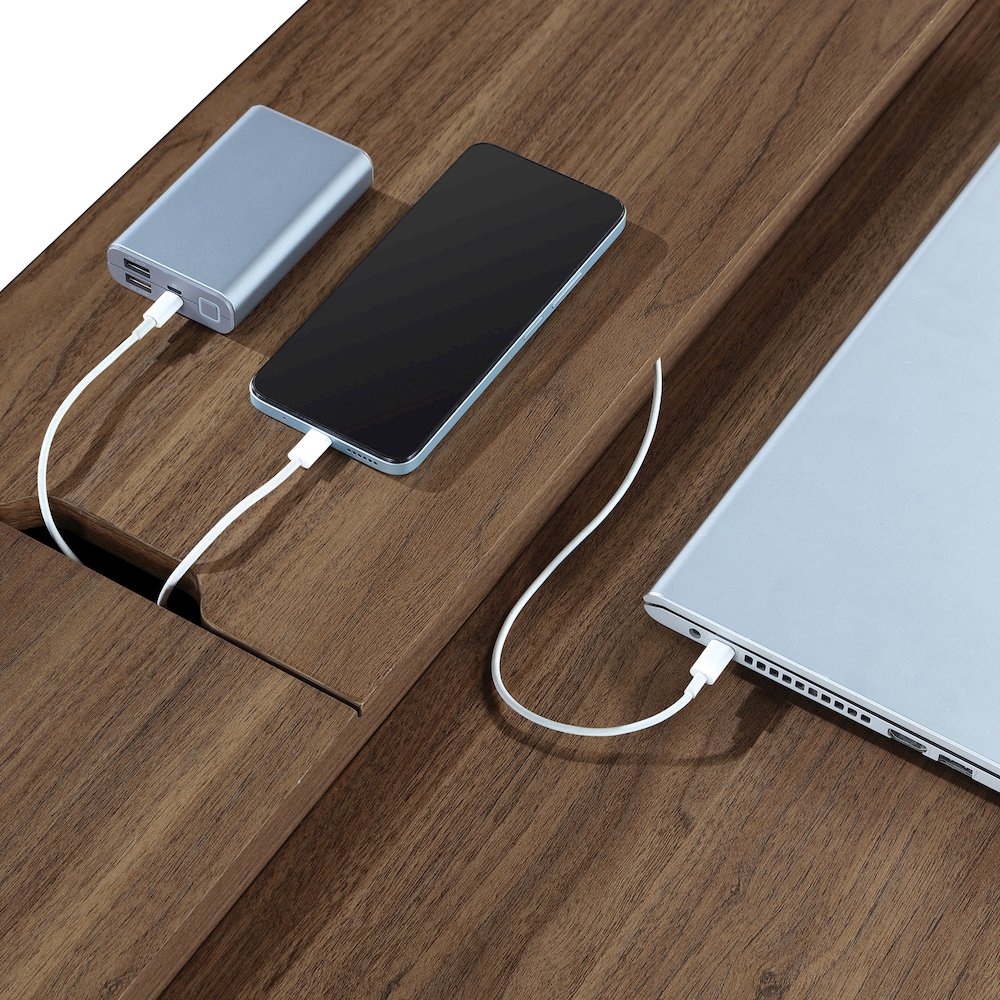 Angelina Desk with Shelf Storage Hutch with Majestic Walnut Finish. Picture 11