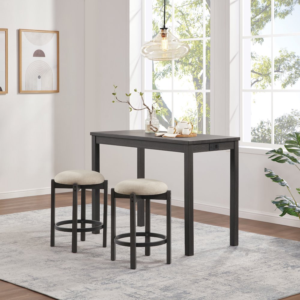 Melissa 3-PC  Counter Height Table Dining Set with Power, 2 Stools. Picture 8