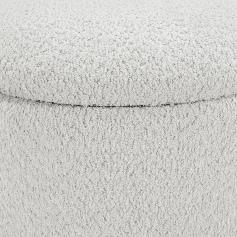 Lyra Storage Ottoman in Taupe Cord Fabric with Medium Oak Legs. Picture 3