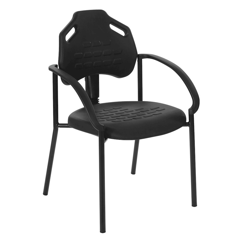 Black Self Skinned Urethane Guest Arm Chair in Black Finish Frame. Picture 1