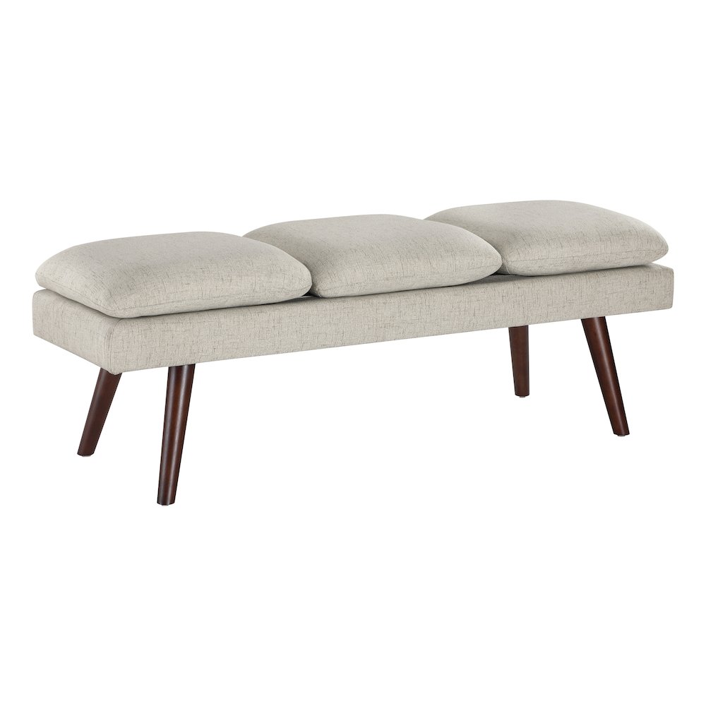 Amanda 54" Mid-Century Bench in Linen Fabric. Picture 1