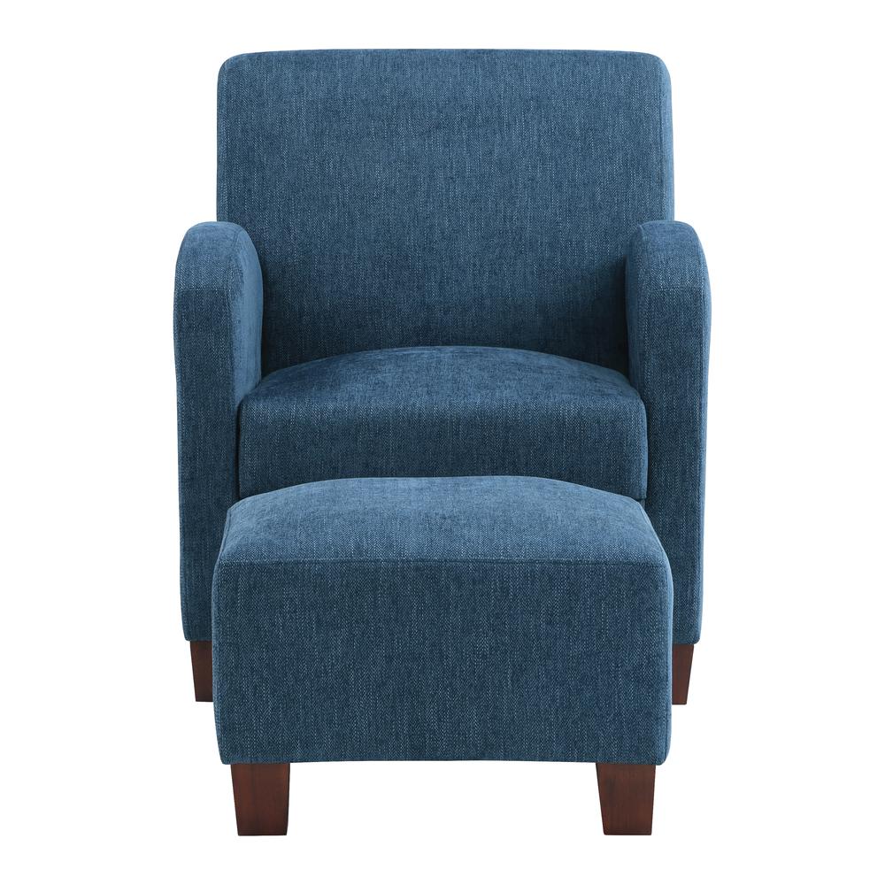 Aiden Chair & Ottoman Herringbone Navy with Medium Espresso Legs, ADN-H16. Picture 3