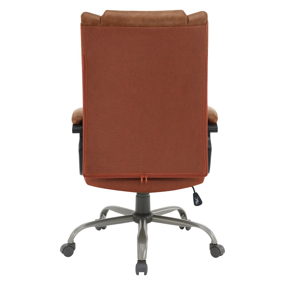 High-Back in Saddle Faux Leather Executive Chair with Padded Arms. Picture 6