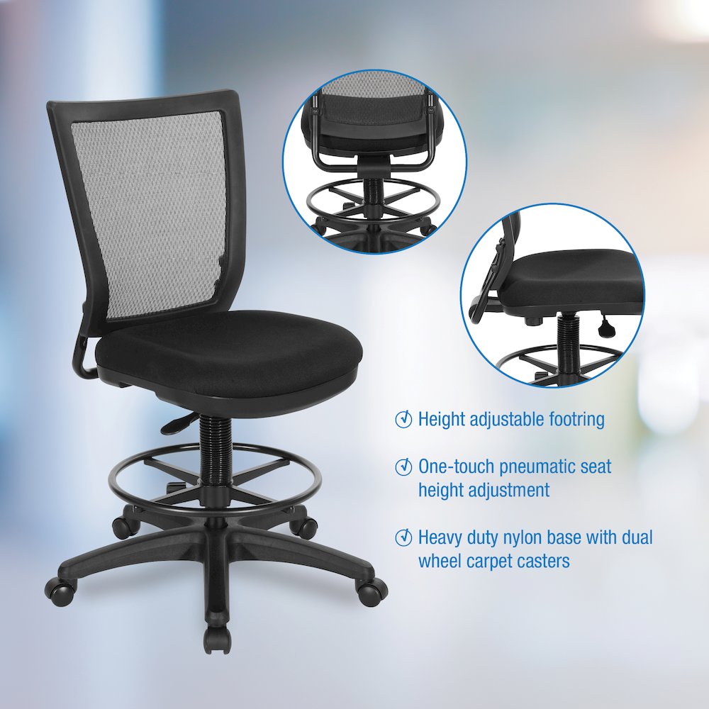 Soft PU Padded Back Frame with Breathable ProGrid Mesh Back Drafting Chair. Picture 11