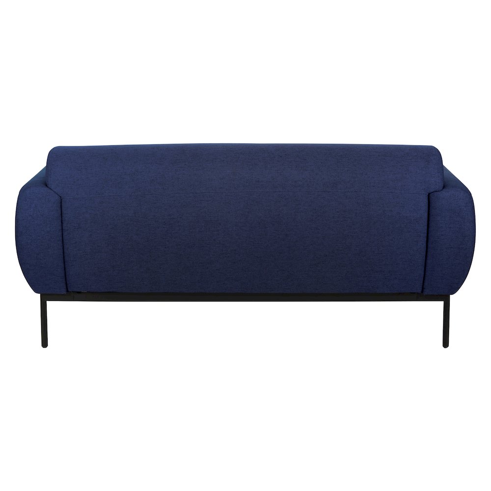 Delta Sofa in Navy Fabric with Black Metal Legs. Picture 6