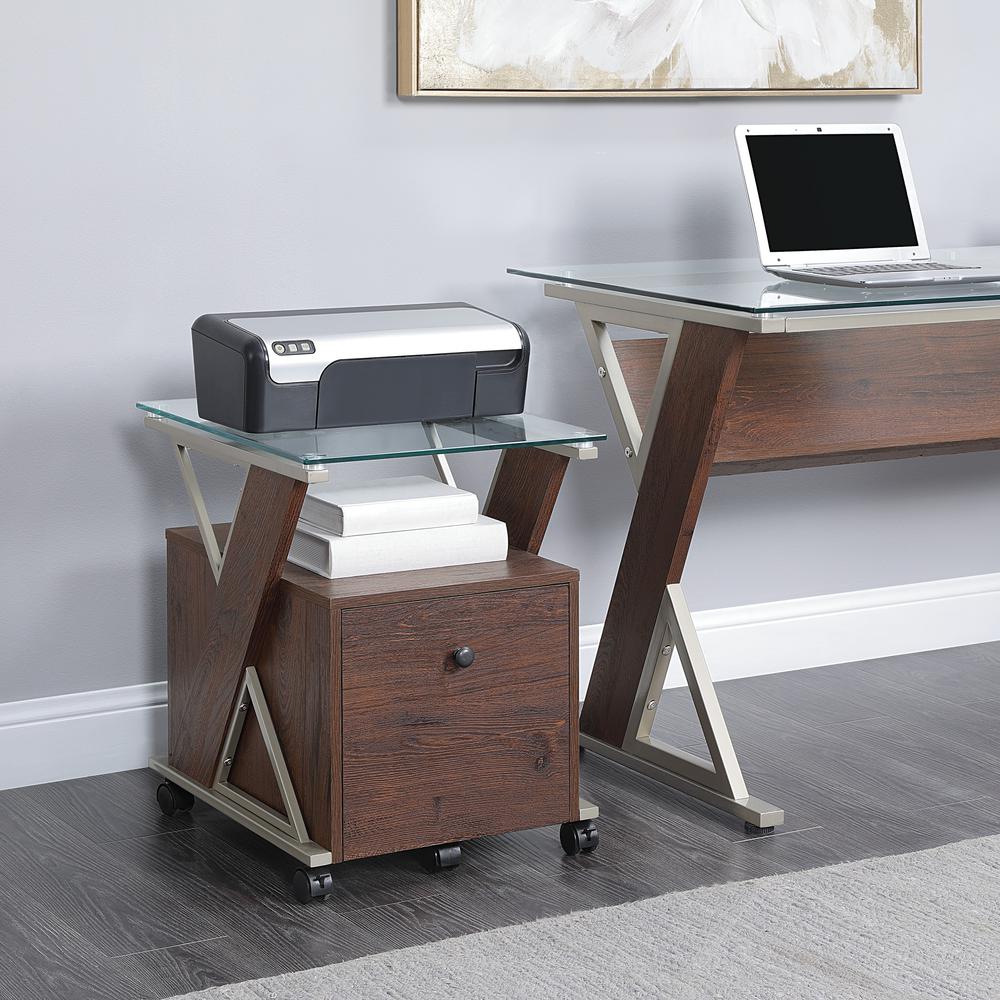 Zenos Mobile File Cabinet with Casters in Traditional Cherry. Picture 7
