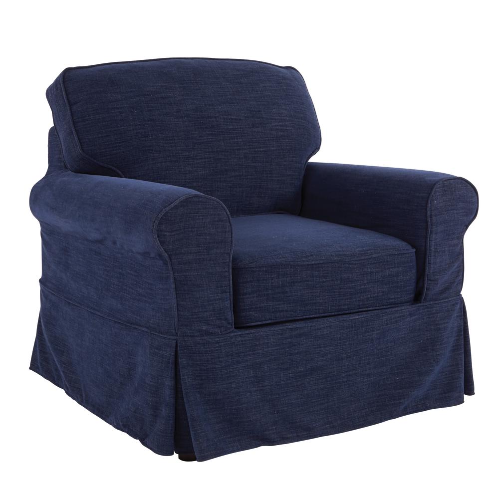 Chair with Navy Slip Cover. Picture 1
