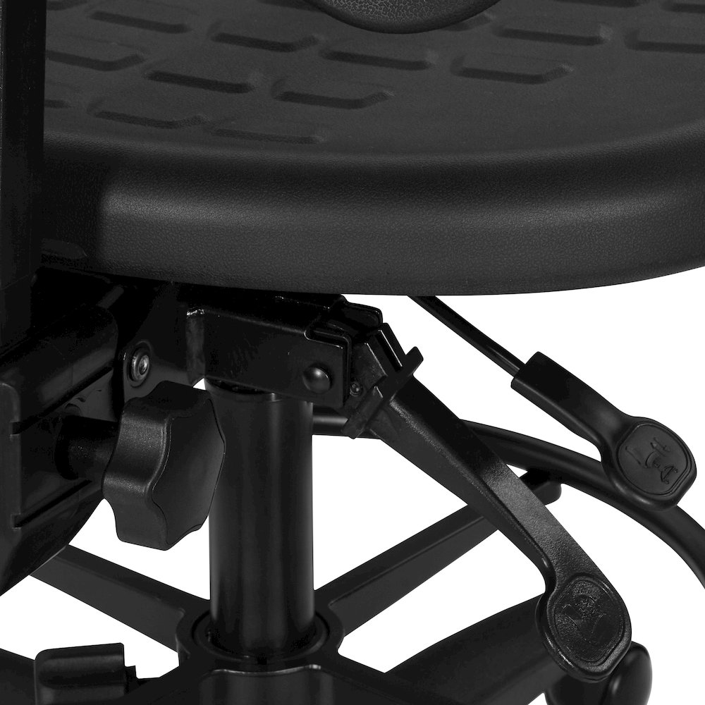 Black Self Skinned Urethane Intermediate Drafting Chair With Adjustable Black. Picture 9