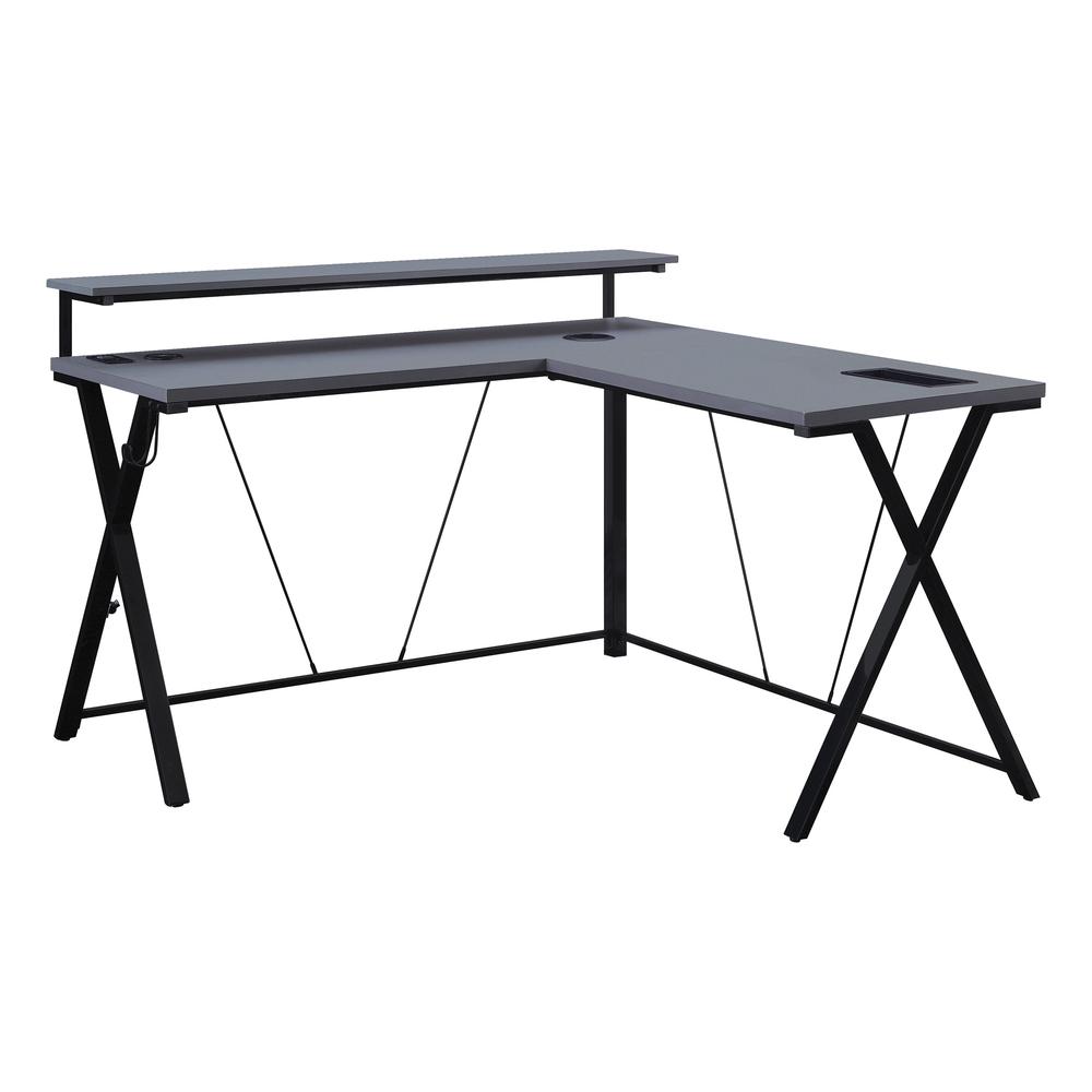 Checkpoint Battlestation L shaped Gaming Desk with RGB LED Lights, CKP5454GLD. Picture 1