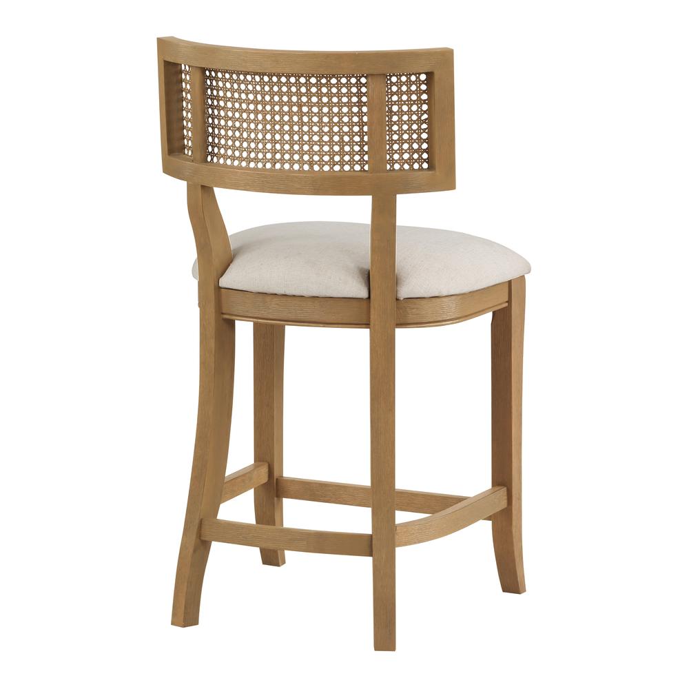 Alaina 26" Cane Back Counter Stool in Linen Fabric with Coastal Wash. Picture 4
