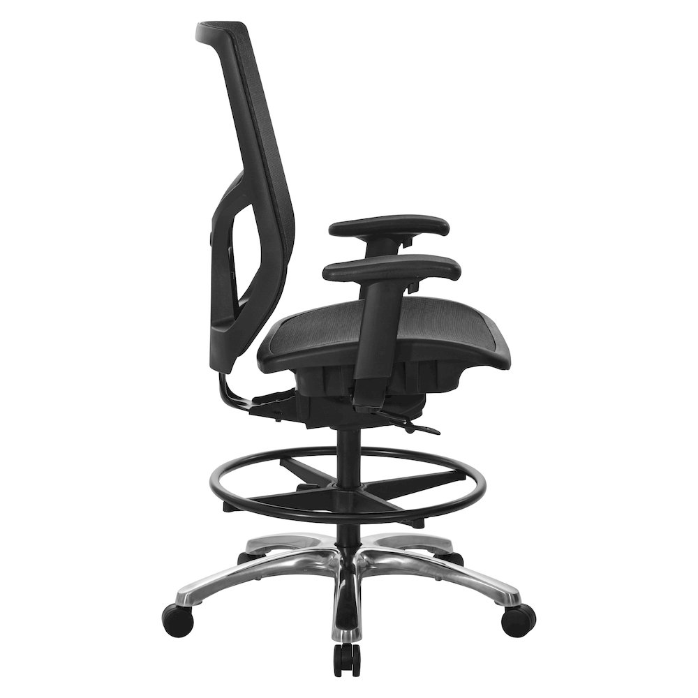 ProGrid Mesh Back Drafting Chair with Black Mesh Seat, PU Padded. Picture 4