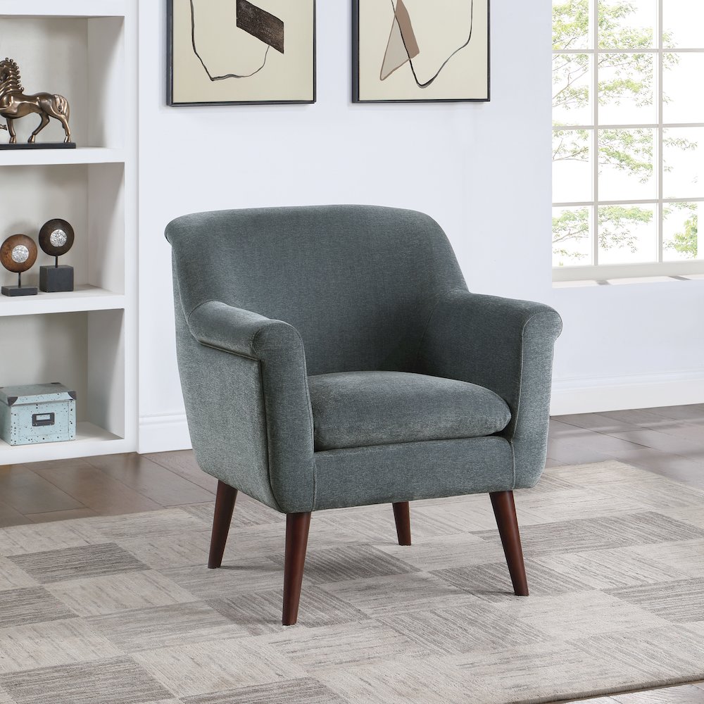 Dane Chair Slate Fabric with Dark Coffee Finish. Picture 4