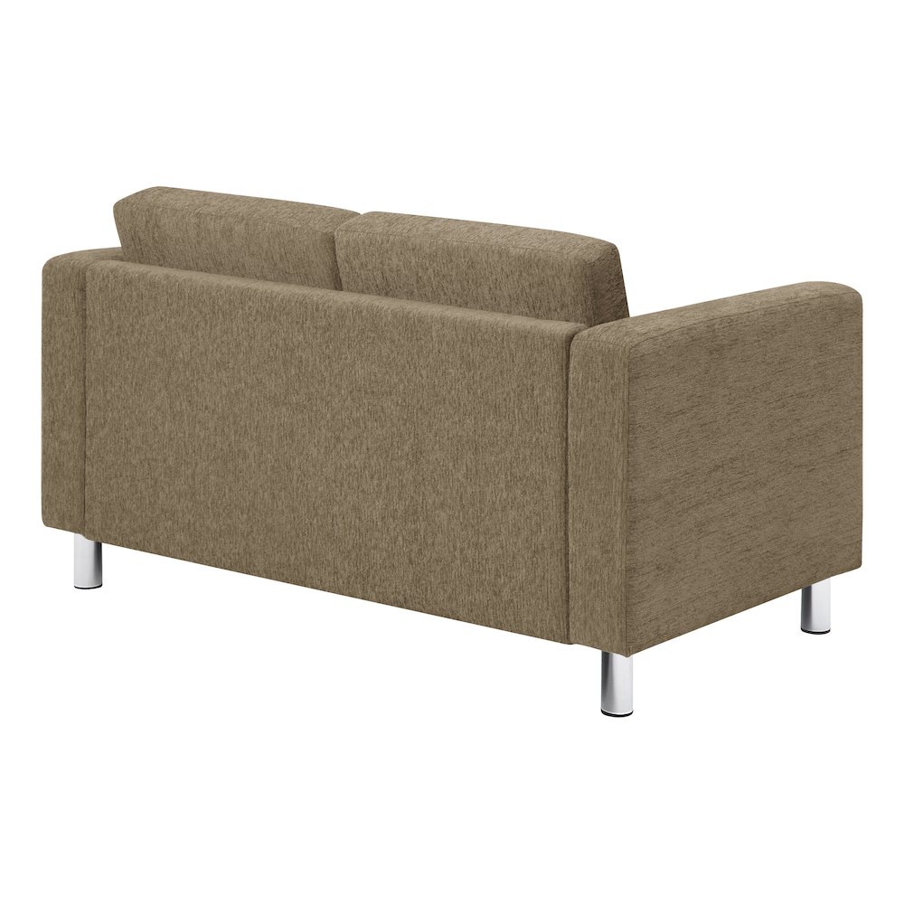 Pacific Loveseat in Taupe Fabric with Chrome Legs. Picture 6