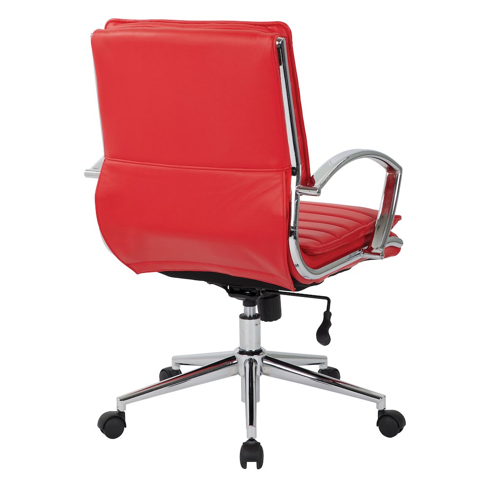 Mid-Back Manager’s Faux Leather Chair with Chrome Base, Removable Arm Sleeves.. Picture 6