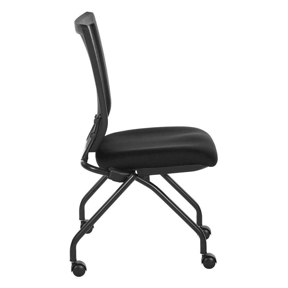 PU Padded Back Soft-Flex Frame Progrid Mesh Back Armless Folding Chair. Picture 5