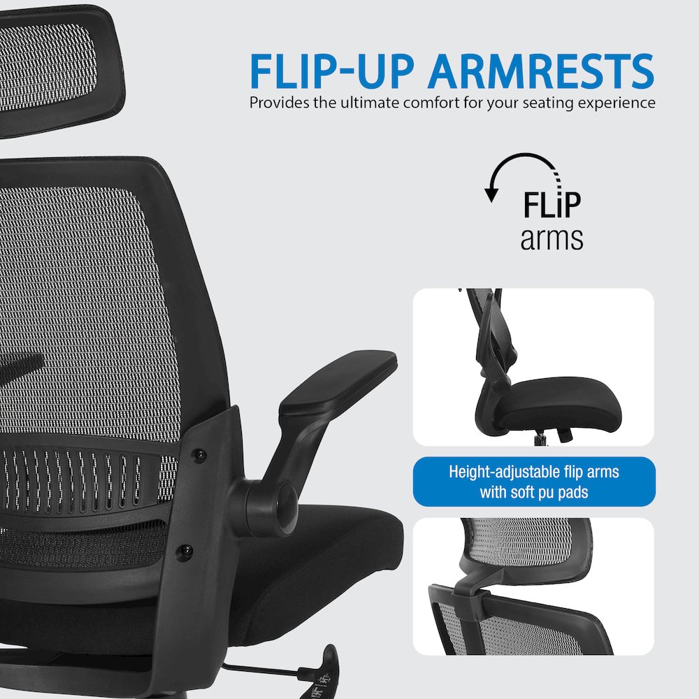 Managers Chair With Mesh Back In Black Fabric Seat Molded Foam. Picture 13