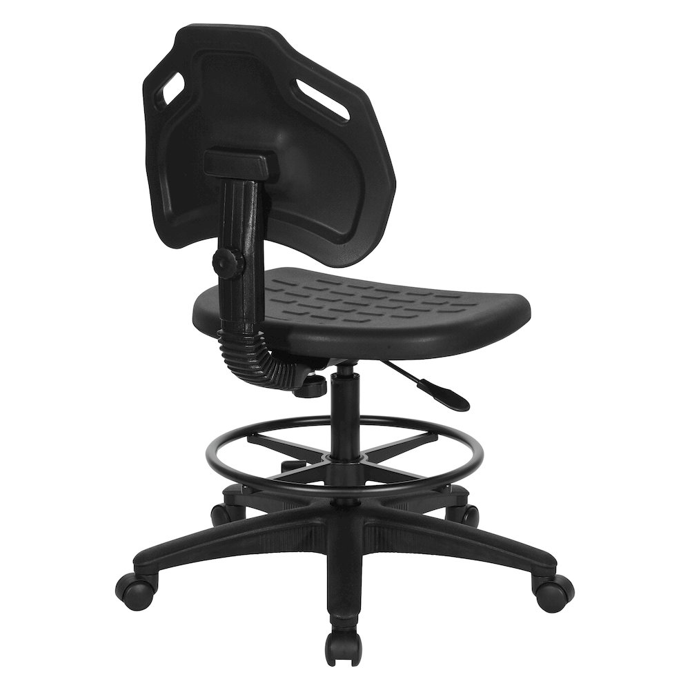 Black Skinned Urethane Intermediate Drafting Chair Adjustable Black Footrest. Picture 5