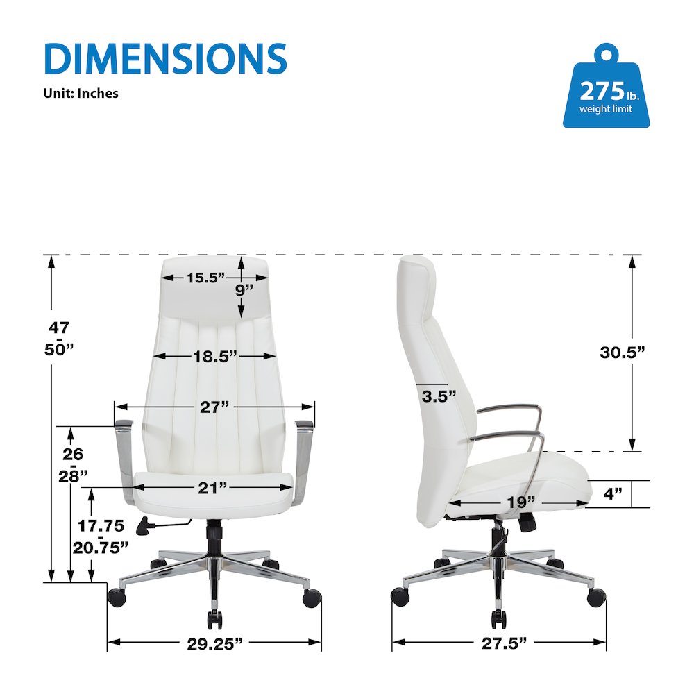 High-Back Ion Technology in Dillon snow Chair with Fixed Padded Aluminum Arms. Picture 10
