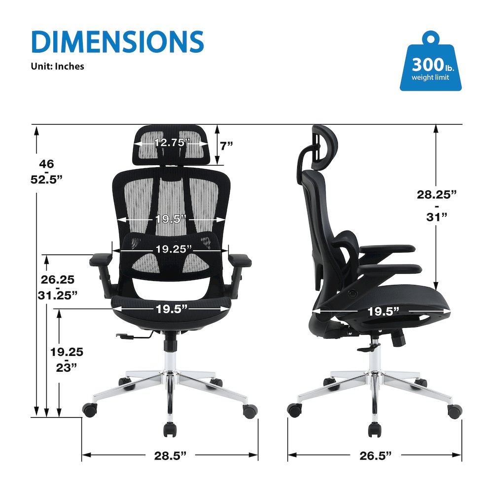 Black Matrix Seat and Back Manager’s Chair, Adjustable Headrest. Picture 11