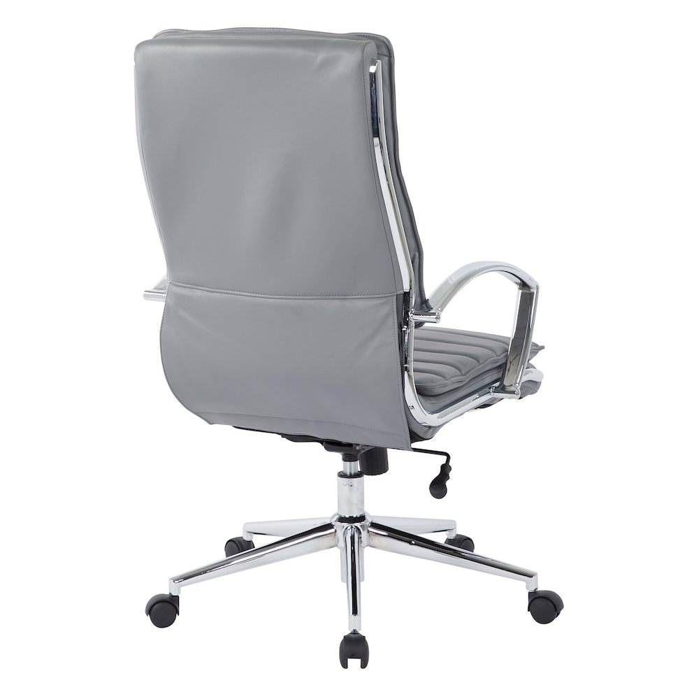 High Back Manager's Faux Leather Chair with Chrome Base, Removable Arm Sleeves. Picture 5
