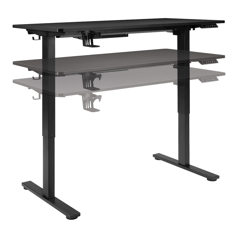 Primo 48" Electric Height Adjustable Gaming Desk in Black Carbon Fiber Finish. Picture 4