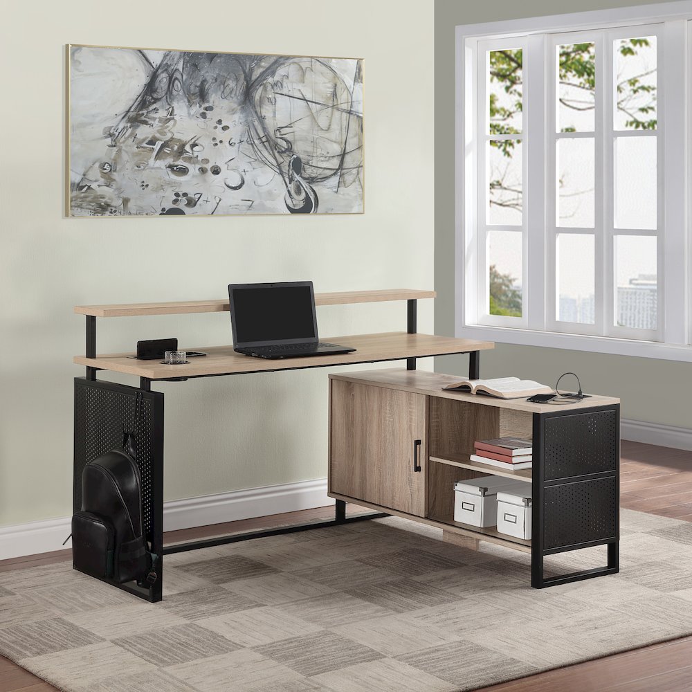 Ace 60"x 50" L-Shape Desk in White Top and White Frame. Picture 6